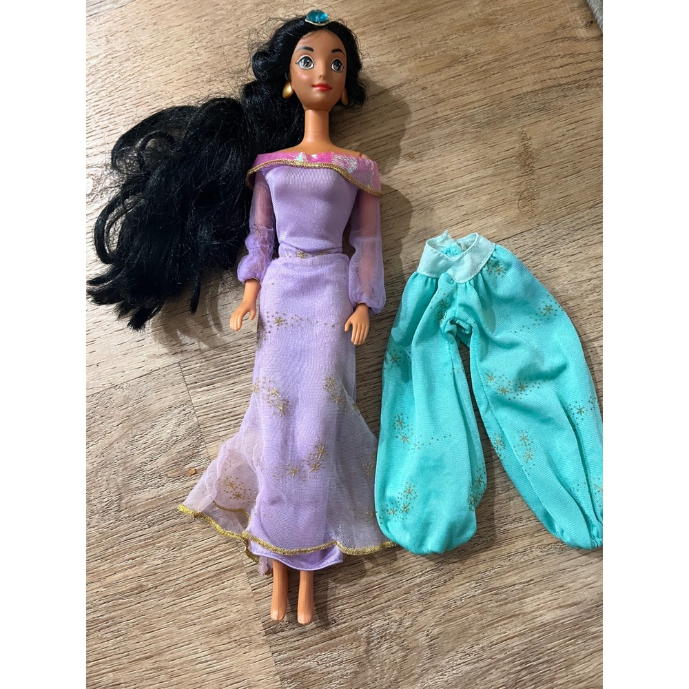 Disney Princess Jasmine Doll Aladdin Purple Gown Teal Pants Gold Stars Mattel